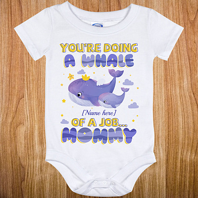 Alternative view of Personalized You're Doing A Whale Of A Job Baby Onesie - Baby Infant Bodysuit