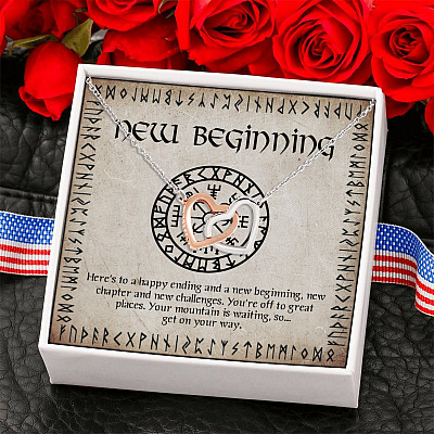 Alternative view of Here's To A Happy Ending And A New Begining Viking Interlocking Hearts Pendant Necklace