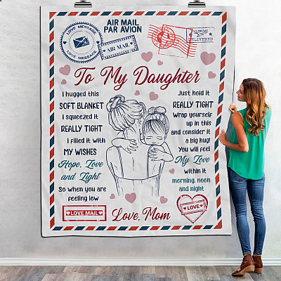 Alternative view of To My Daughter From Mom I Hugged This Soft Blanket Letter Mail Fleece Blanket - Mink Blanket - Woven Blanket