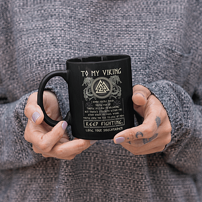 Alternative view of From Shieldmaiden to My Viking I Know You're Tired Fed Up Mug - Beer Stein - Water Bottle - Color Changing Mug