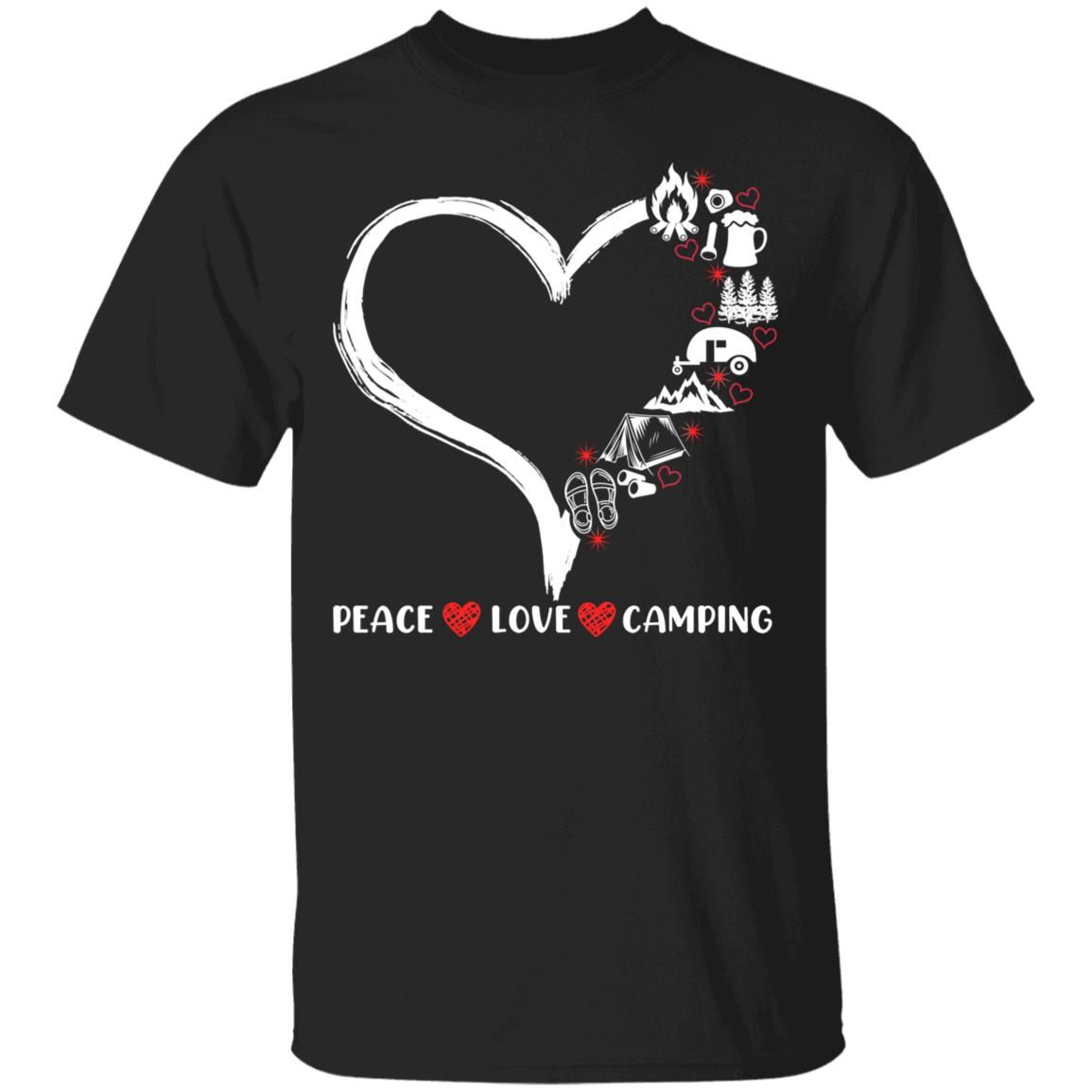 Peace Love Camping T-Shirt, Black, Unisex T-Shirt Peace Love Camping T-Shirt, Black, Unisex T-Shirt
