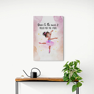 Alternative view of Dance to the Moon Reach for the Stars Wrapped Framed Canvas - Unframed Poster - Little Girl Wall Decor
