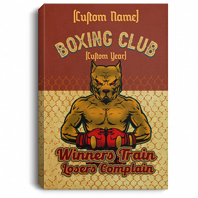 Funny Spirit Boxing Boxe Art, White, 0.75'' Framed Canvas