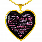 Mother Mommy Heart Words Heart Pendant Necklace - Heart Luxury Necklace (Gold Plated)