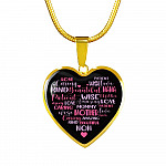 Mother Mommy Heart Words Heart Pendant Necklace - Heart Luxury Necklace (Gold Plated)