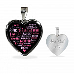 Mother Mommy Heart Words Heart Pendant Necklace - Heart Luxury Necklace (Silver)