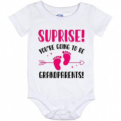 suprise onesie, White, Baby Onesie - 12 Month
