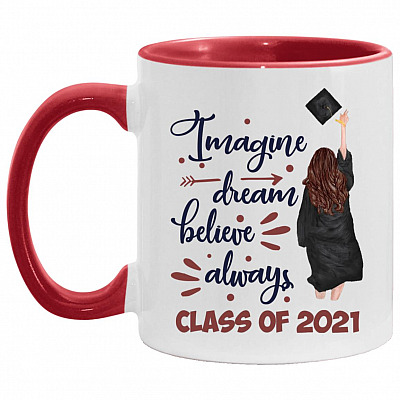 Imagine Brow Accent Mug, White/Red, 11 oz. Accent Mug