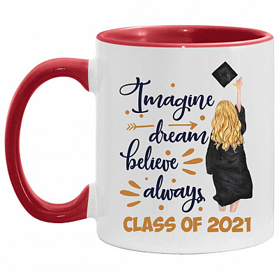 Imagine Blone Accent Mug, White/Red, 11 oz. Accent Mug