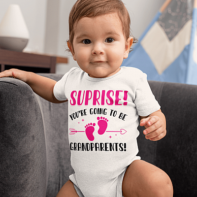 Alternative view of Surprise You're Going To Be Grandparents Baby Girl Baby Onesie - Baby Infant Bodysuit