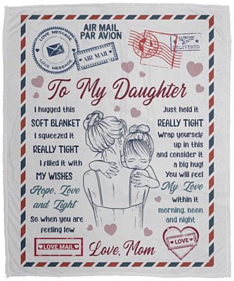 To My Daughter From Mom, White, Cozy Plush Fleece Blanket - 50x60
