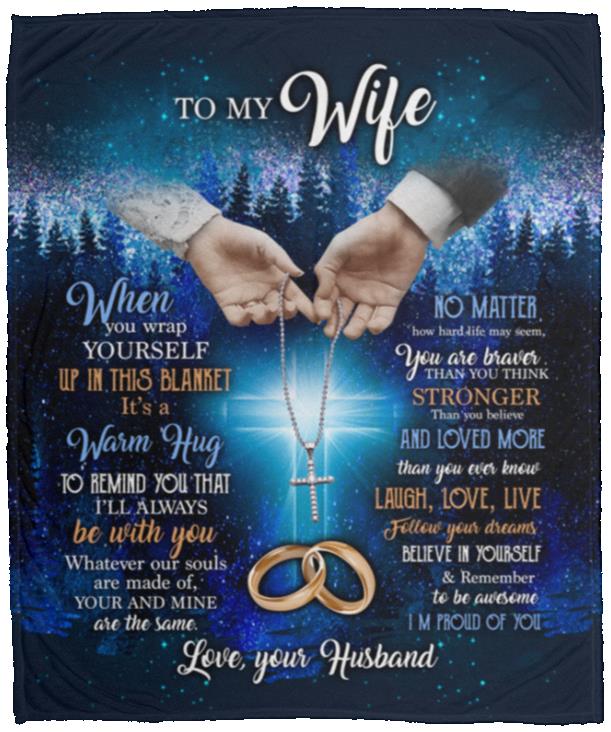 To My Wife Blanket, White, Cozy Plush Fleece Blanket - 50x60