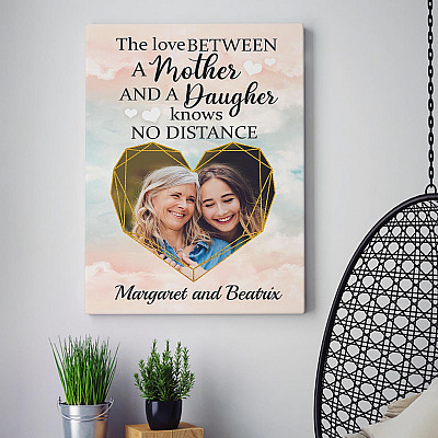 Alternative view of Personalized Photo The Love Between A Mother A Daughter Knows No Distance Framed Canvas - Unframed Poster
