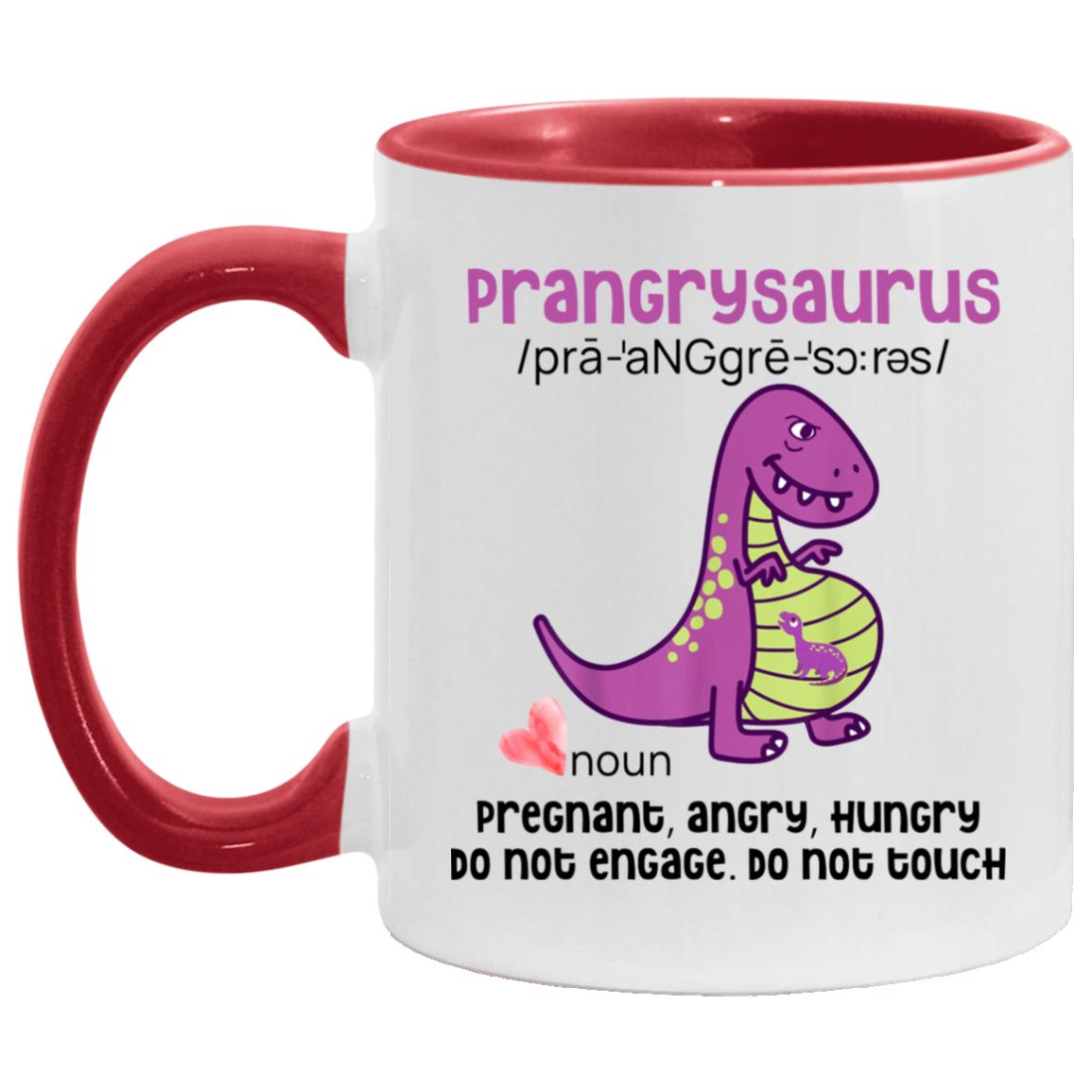 Prangrysaurus Accent Mug, White/Red, 11 oz. Accent Mug