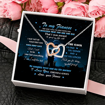 Fiance To My Fiancee The Day I Fell In Love With You I Realized Joined Interlocking Hearts Pendant Necklace