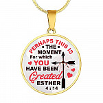 Perhaps This Is the Moment for Which You Have Been Created Circle Pendant Necklace - Circle Luxury Necklace (Gold Plated)