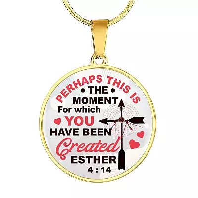 Perhaps This Is the Moment for Which You Have Been Created Circle Pendant Necklace - Circle Luxury Necklace (Gold Plated)