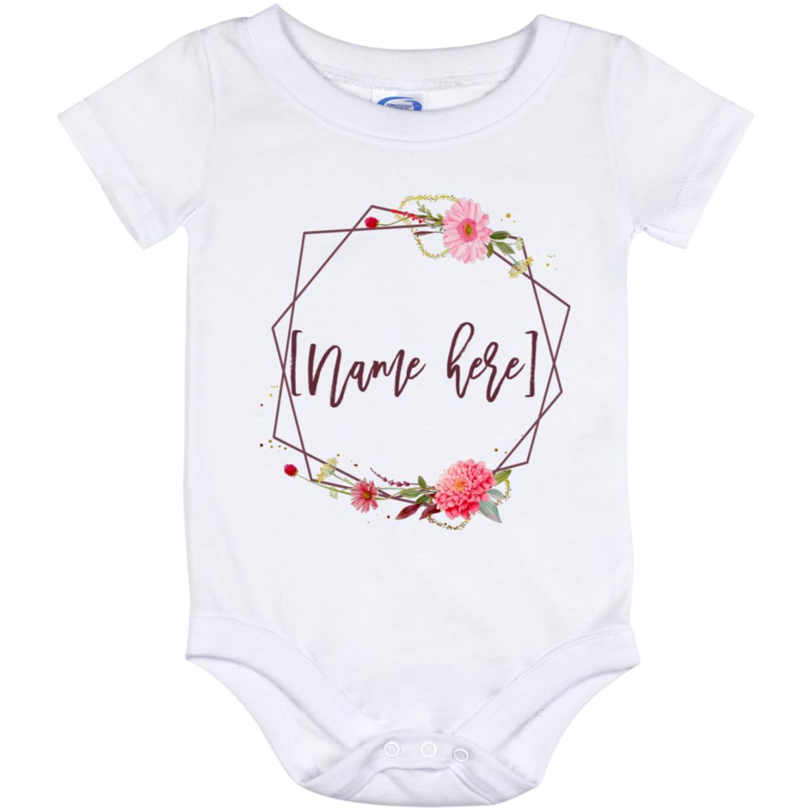 Personalized Floral, White, Baby Onesie - 12 Month