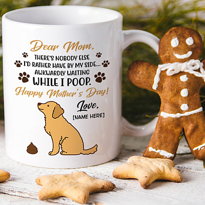 Alternative view of Personalized Happy Mother's Day Gift for Dog Mom - Waiting While I Poop Ceramic Coffee Mug