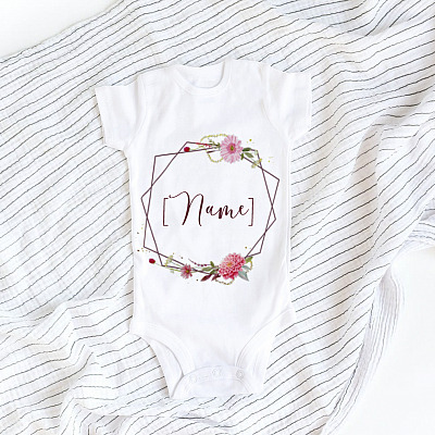 Alternative view of Personalized Floral Wreath Baby Onesie - Baby Infant Bodysuit