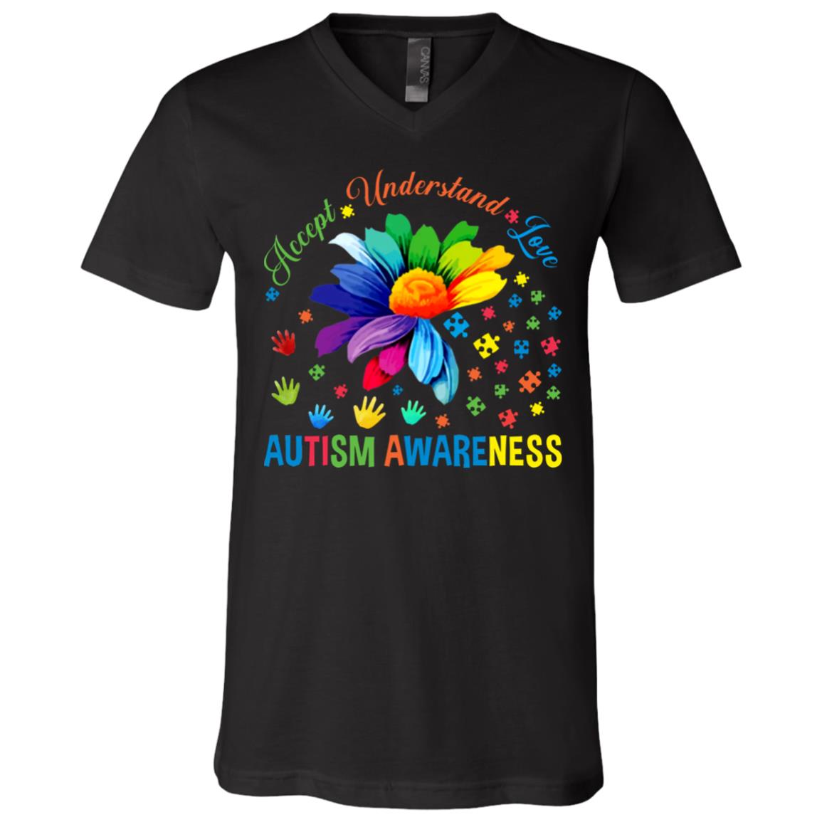 Accept, Black, V-Neck T-Shirt