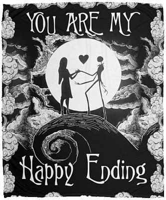 Happy Ending blanket, White, Cozy Plush Fleece Blanket - 50x60