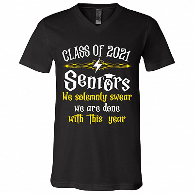 Class Of 2021 Seniors We Solemnly, Black, V-Neck T-Shirt