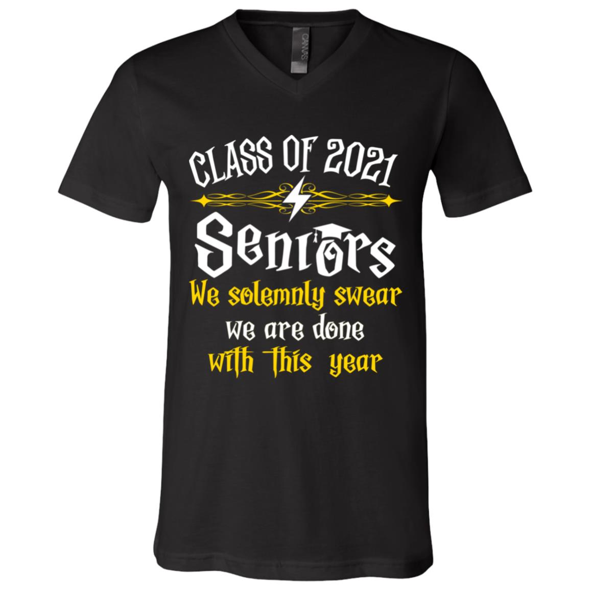 Class Of 2021 Seniors We Solemnly, Black, V-Neck T-Shirt