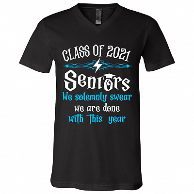 Class Of 2021 Seniors We Solemnly, Black, V-Neck T-Shirt