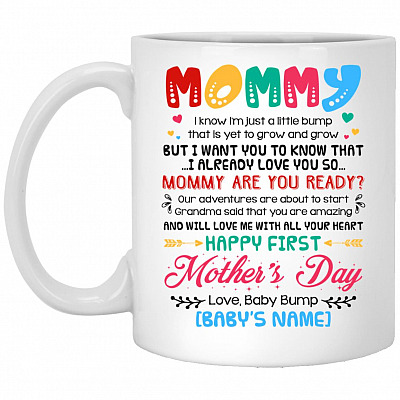 Personalized Mommy I KnoMug - Water Bottle, White, 11 oz. White Mug