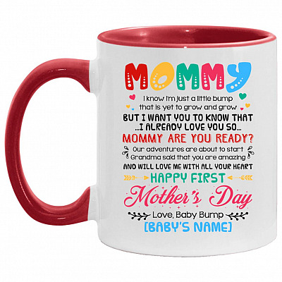 Personalized Mommy I Know I'm JuAccent Mug, White/Red, 11 oz. Accent Mug