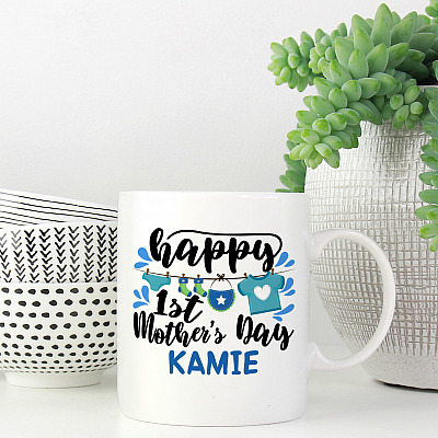Alternative view of Personalized Happy First Mothers Day Ceramic Coffee Mug - Water Bottle - Happy 1st Mothers Day Mug