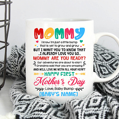 Alternative view of Personalized Mommy I Know I'm Just A Little Bump Happy First Mother's Day Ceramic Coffee Mug - Water Bottle