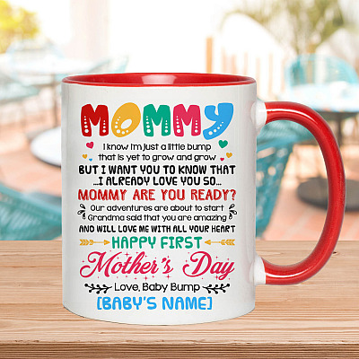 Alternative view of Personalized Mommy I Know I'm Just A Little Bump Happy First Mother's Day Accent Mug - Ceramic Coffee Mug