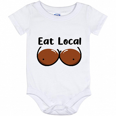 Eat Local With Brow, White, Baby Onesie - 12 Month