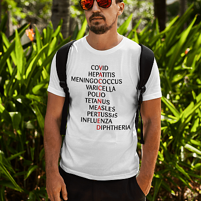 Alternative view of Funny Vaccinated Crossword T-Shirt