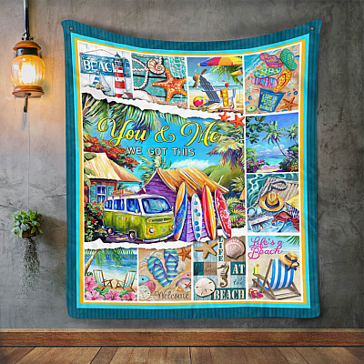 You And Me We Got This Beach Fleece Blanket - Mink Blanket - Woven Blanket - Ocean Blanket Beach Lover Gifts