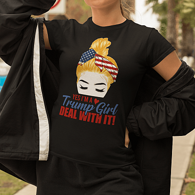 Alternative view of Funny Yes I'm A Trump Girl Deal With It T-Shirt