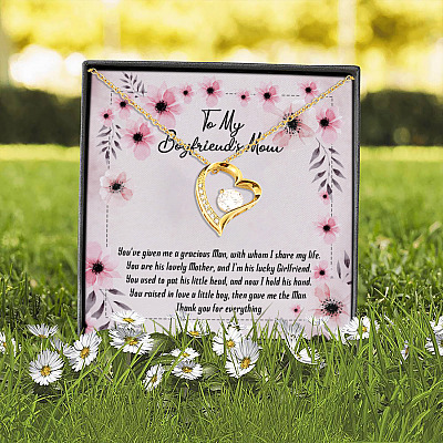To My Boyfriend's Mom You've Given Me a Gracious Man Mother's Day Gift Forever Love Pendant Necklace