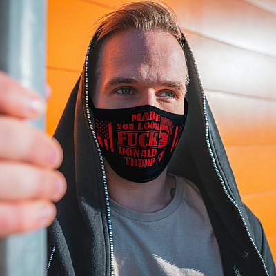 Alternative view of Made You Look Fuck Donald Trump Washable Reusable Custom Printed Cloth Face Mask Cover