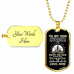 To My Son Adventure Wherever Your Journey In Life May Take You I Pray You'll Always Be Safe Love Mom Dog Tag Pendant Necklace - Dog Tag (Gold Plated) To My Son Adventure Wherever Your Journey In Life May Take You I Pray You'll Always Be Safe Love Mom Dog Tag Pendant Necklace - Dog Tag (Gold Plated)