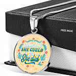 She Believed She Could so She Did Circle Pendant Necklace - Circle Luxury Necklace (Silver) She Believed She Could so She Did Circle Pendant Necklace - Circle Luxury Necklace (Silver)