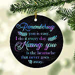 Butterfly Remembering You Is Easy I Do It Every Day Decorative Christmas Ornament - Holiday Flat Circle Ornament