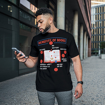 Alternative view of Funny Book Lovers Shirt - Benefits of Books T-Shirt