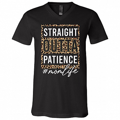 straight, Black, V-Neck T-Shirt