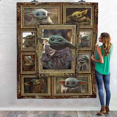 Alternative view of Baby Yoda Quilt Blanket Prints - Fleece Blanket - Premium Mink Sherpa Blanket
