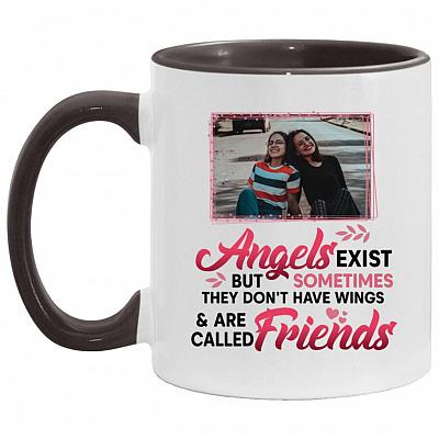 Personalized Photo Angels, White/Black, 11 oz. Accent Mug