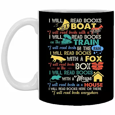 I Will Read Books on A Boat Mug, Black, 11 oz. White Mug
