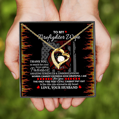 Alternative view of To My Firefighter Wife Thank You So Much For Your Never-Ending Patience Forever Love Heart Pendant Necklace