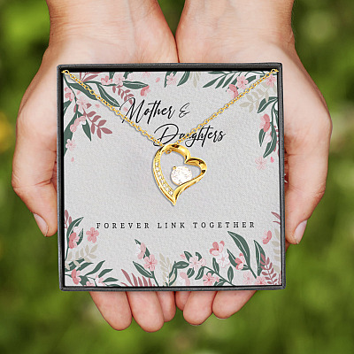 Mother and Daughters Forever Link Together Forever Love Pendant Necklace
